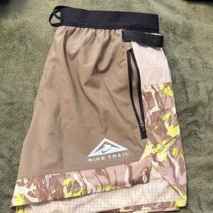 Nike Trail Camouflage Brown and Yellow Shorts